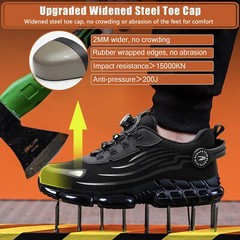 Rotating Button Work Sneakers, Men Steel Toe Comfort Breathable Safety Shoes