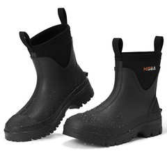 HISEA Men Neoprene Rubber Chelsea Rain Boots Waterproof Warm Mud Cold/Snow Boot