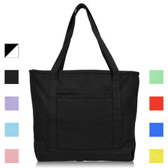 DALIX 20&Prime; Solid Color Cotton Canvas Shopping Tote Bag (Exclusive Edition)
