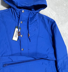Alpine Design Anorak Pullover Jacket Mens L Blue Hooded Wind Water Resistant NWT