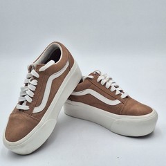Vans Old Skool Stackform Platform Sneakers Women 5 Men 3.5 Brown Suede