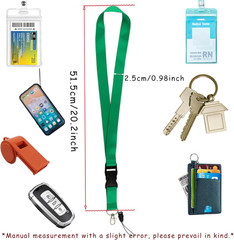 1PC Wide Neck Lanyard Detachable Solid Color Lanyard Badge Neck Straps (Green)