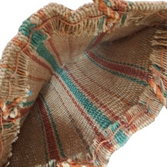 Tote Bag Colorful Jute Double Braided Handle Stripes Side Tassels Natural Fibers