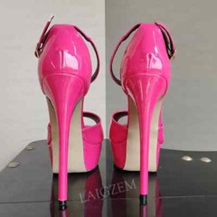 Women Pumps Peep Toe Shiny Thin High Heels Sandals Ankle Strap Shoes Woman