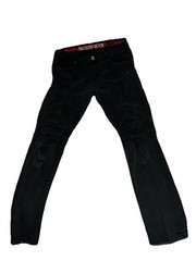 Smugglers Moon Jeans Men 36×32 Black Hip Hop Streetwear Zipper Goth Tapered Fit
