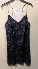 RSVP Sequin Mesh Shift Sheath Spaghetti Strap Dress SZ 10