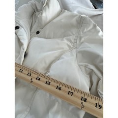 GAP Puffer Jacket White Down Quilted Fleece Lined Collar Full Zip Pockets M