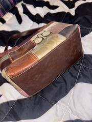 Coach patchwork small shoulder bag, zip closure, gold hardware, lined pockets