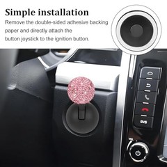 Bling Car Push Start Button Cover, Crystal Rhinestone Ball Vehicle Starter Pink