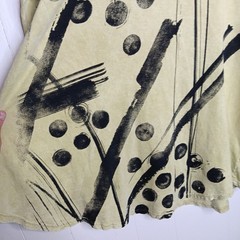 Jess & Jane Tunic Top Womens XL Yellow Mineral Wash Abstract Lagenlook Artsy
