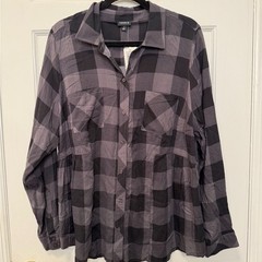 Torrid Gray Buffalo Plaid Button Up Top NWT Size 1X