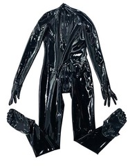 Latex gummi catsuit with toes socks front zip and crotch zip 0.4mm