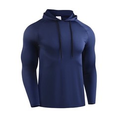 Men&rsquo;s Hooded Long Sleeve Running Shirt Gym Fitness Training Sports Top Tee