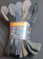 Men&rsquo;s Weatherproof 5 Pack Wool Blend Warm Outdoor Crew Socks Shoe Sizes 6-12