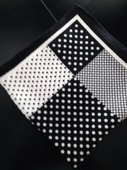 REDUCED! 14&Prime; 100% silk elegant, designer black and white square-B5