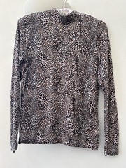Whistles Leopard Print Top High Neck Mock Turtle Long Sleeved Brown Black 12 M