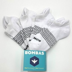 4 Pairs BOMBAS Women&rsquo;s honeycomb Solid Ankle Socks Cushion Size Med 8-10.5 White