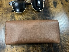 Ray-Ban RB3016 Clubmaster Polarized Sunglasses Brown Metal Frame Black Lens 140
