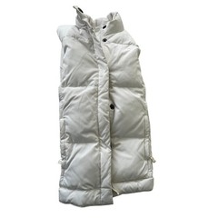 GAP Puffer Jacket White Down Quilted Fleece Lined Collar Full Zip Pockets M