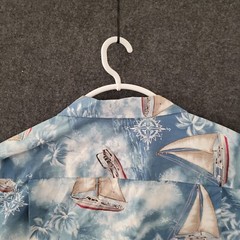 Pacific Legend Shirt Mens Extra Large Blue Button Up Sail Boat Compass Ocean