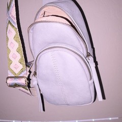 Sonoma Small White Crossbody Bag Zip, Detachable Adjustable Multicolor Strap