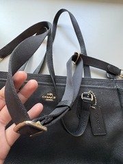 COACH Black Crossgrain Leather Diaper Bag Large Multifunction Tote Travel READ