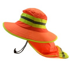 Hi Vis Reflective Safety Work Neck Flap Boonie Orange Hat Ventilation Bucket Cap