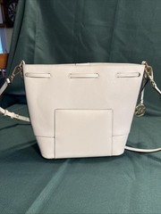 Michael Kors Saffiano Leather Drawstring Bucket Bag in Optic White