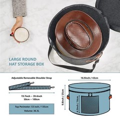 Cowboy Straw Hat Storage Box Stackable Round Brim Hats Travel Organizer Toy Bin