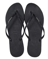 Havaianas Womens You Metallic Sandals Black Flip Flops Rubber Beach Size 9/10