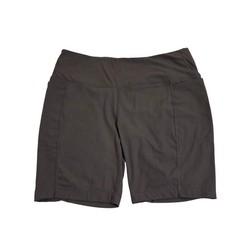 Mondetta Performance Luxury Ribbed Biker Shorts Brown High Waist Pockets Size L