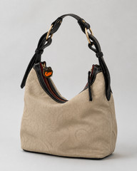 Dooney & Bourke Y2K Heart Logo Canvas Hobo Bag Black Bridle Leather Trim