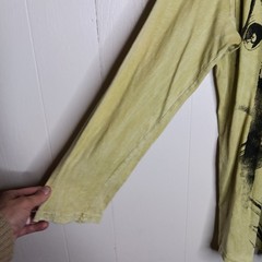 Jess & Jane Tunic Top Womens XL Yellow Mineral Wash Abstract Lagenlook Artsy