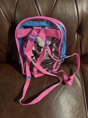 VINTAGE LISA FRANK GROOVY GIRL BLONDE VINYL ZIPPERED BACKPACK CLEAR BAG
