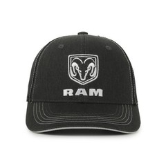 Ram Structured Baseball Style Hat, Mesh Back, Adult, Black