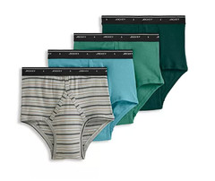 Men&rsquo;s Jockey 4-Pack 100% Cotton Classics Full-Rise Staynew Briefs – Green Strip