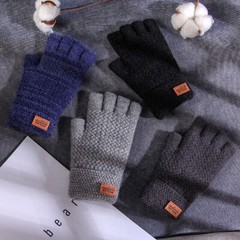 Winter Alpaca Wool Fingerless Gloves Thermal Men Knitted Half Finger Mitten Lot