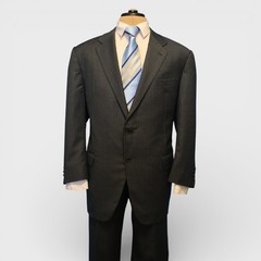 Bespoke Hickey Freeman 2 Piece Suit 46S Gray Pinstripe Surgeon Cuff Dual Vent