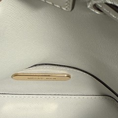Michael Kors Saffiano Leather Drawstring Bucket Bag in Optic White
