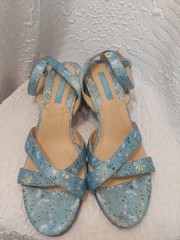 Margaux x Rifle Paper Co Over The Moon Floral Sandals Size 39 / 8.5 Blue