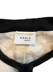 AKRIS angora wool blend jacket boucle knit faux leather trim ivory/black sz 8