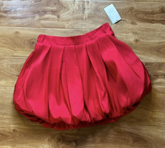 Responsible Style Red Solid Pleated Bubble Skirt Short Lined Women’s Size S