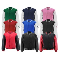 Men&rsquo;s Two Tone Snap Button Varsity Classic College Sports Letterman Jacket