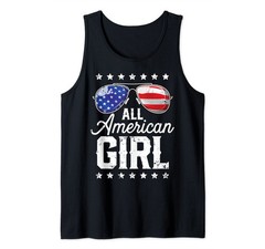 All American Girl 4th of July USA Sunglasses Family Matching Tank Top