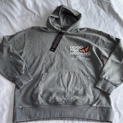 Good For Nothing Womens Lt Grey Cotton Pullover Hoodie Size Medium Pullover Logo