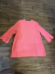 Lands End Women’s Pink Preppy Linen Blend V Neck 3/4 Sleeve Classic Tunic XL