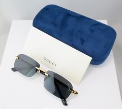 Gucci GG1221S 001 56mm Square Rimless Sunglasses Gold with Gray Lens