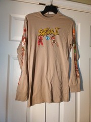Street Fighter 2 Long Sleeve Beige Graphic T-Shirt Size Small