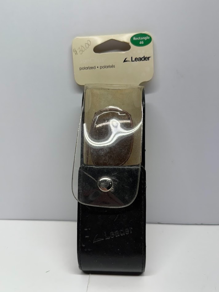 Leader Sun Clips Rectangle Polarized Clip-On Sunglasses Brown Lens 46mm