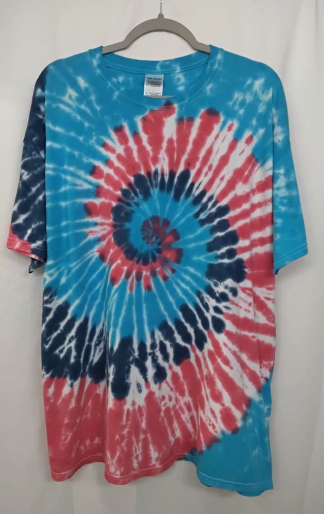 New Tie Dye Men&rsquo;s T-Shirt Red Blue Adult XL Multicolor Summer Spiral
